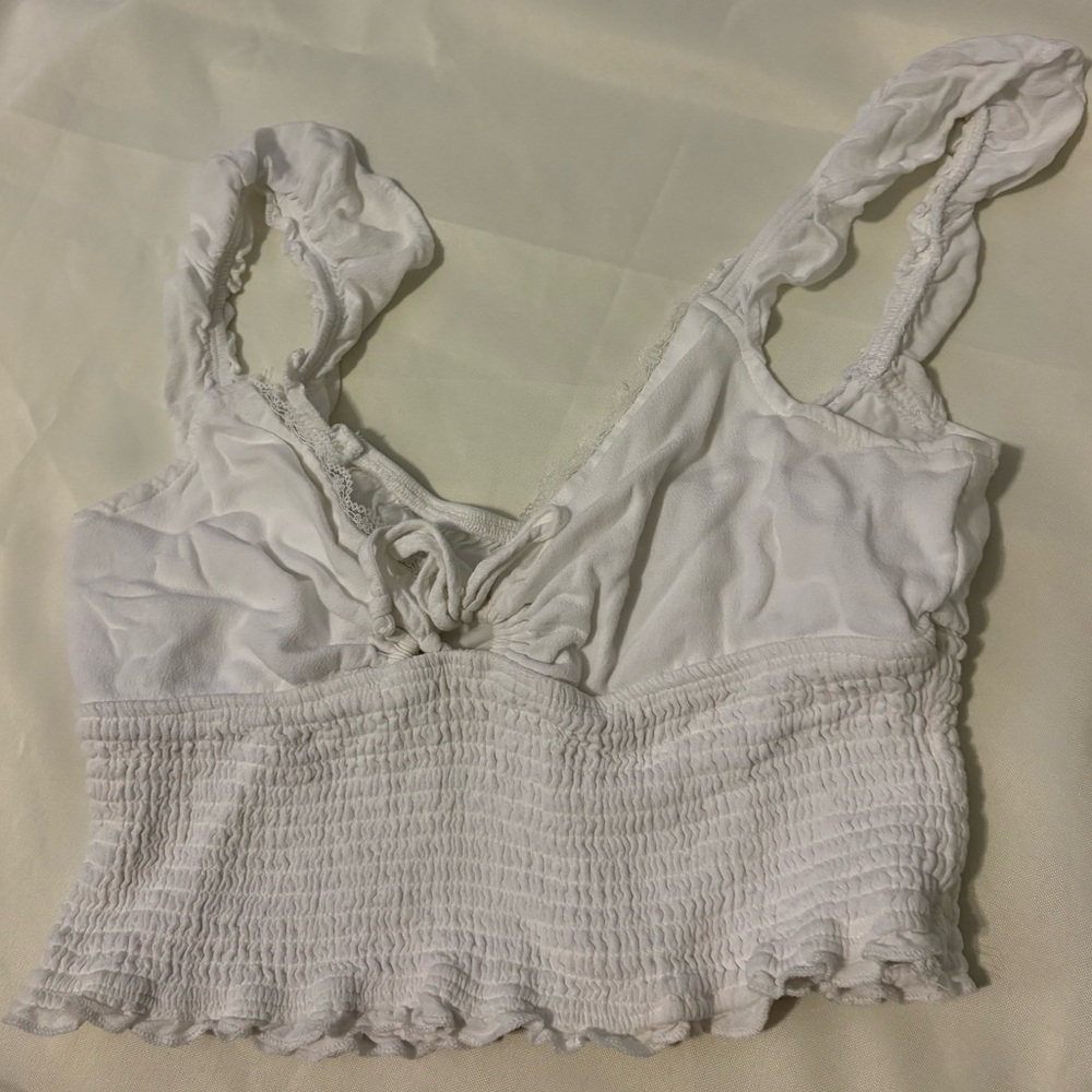 Garage White Ruched Top